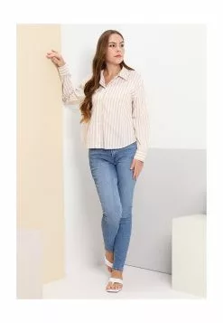 Old Navy Long-Sleeve Oversized Cropped Striped Boyfriend Shirt -Cykler Salgsbutik old navy 0026 9690716 8