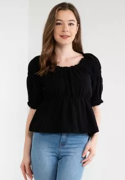 Old Navy Puff Sleeves Shirred Babydoll Blouse