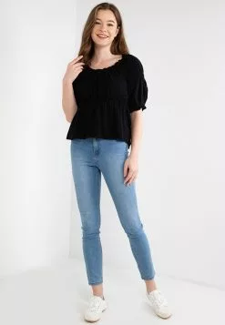 Old Navy Puff Sleeves Shirred Babydoll Blouse -Cykler Salgsbutik old navy 0039 9875626 4