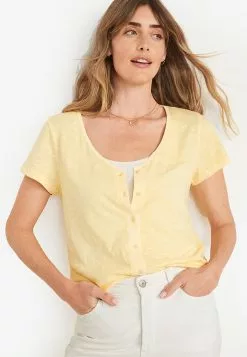 Old Navy Short Sleeves High Hip Henley Tee