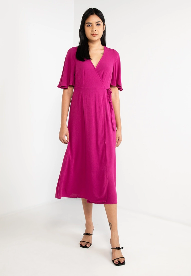 Old Navy Waist-Defined Flared-Sleeves Midi Wrap Dress 6 Old Navy Waist-Defined Flared-Sleeves Midi Wrap Dress - Billede 4