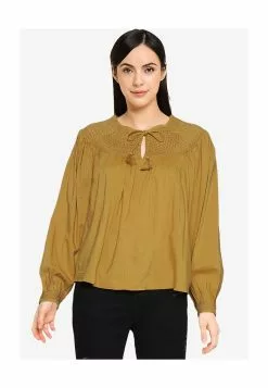 Old Navy Circular Smocked Split Neck Blouse