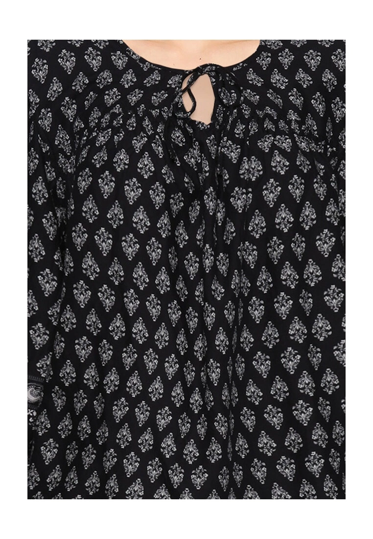 Old Navy Split Neck Border Print Boho Blouse 5 Old Navy Split Neck Border Print Boho Blouse - Billede 3