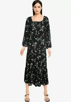 Old Navy Long-Sleeves Tiered Floral Midi Swing Dress
