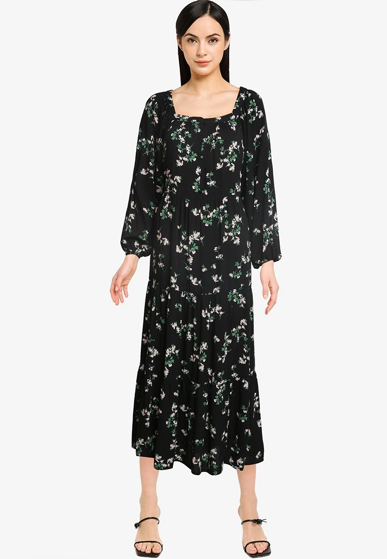 Old Navy Long-Sleeves Tiered Floral Midi Swing Dress 3 Old Navy Long-Sleeves Tiered Floral Midi Swing Dress