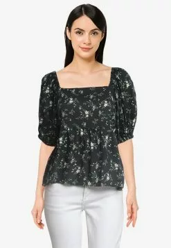 Old Navy Puff-Sleeves Smocked Floral-Print Swing Blouse