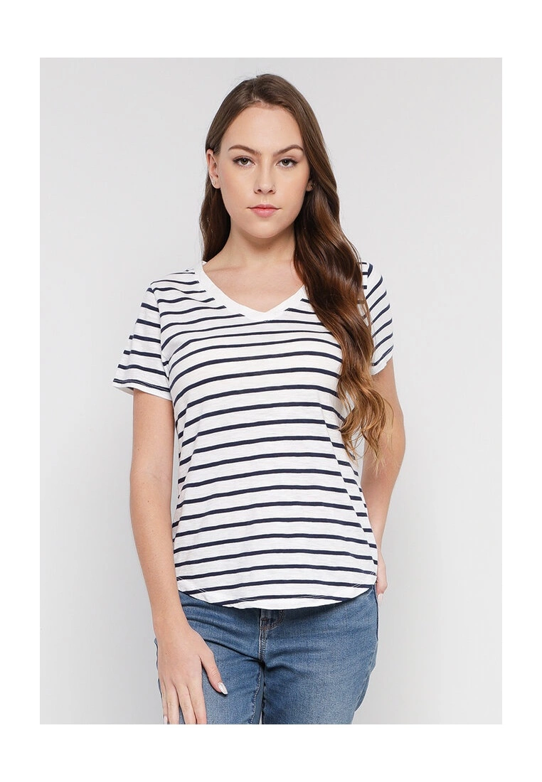 Old Navy EveryWear Striped Slub Knit V-Neck T-Shirt 3 Old Navy EveryWear Striped Slub Knit V-Neck T-Shirt