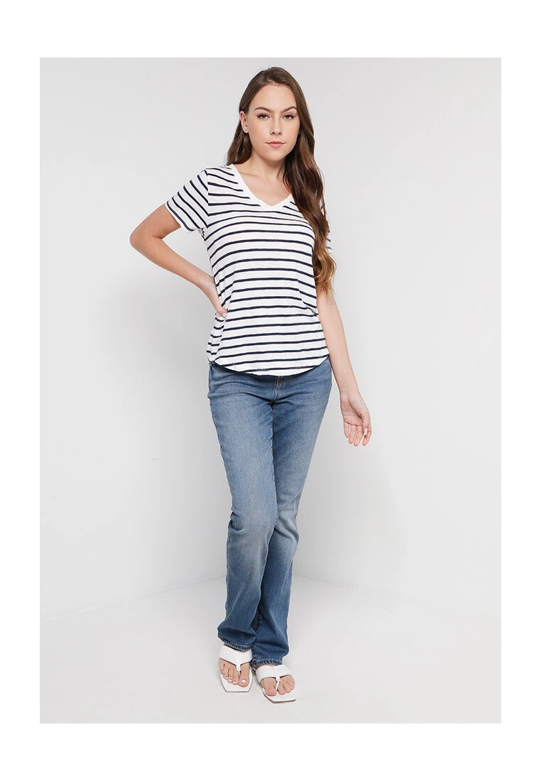 Old Navy EveryWear Striped Slub Knit V-Neck T-Shirt 6 Old Navy EveryWear Striped Slub Knit V-Neck T-Shirt - Billede 4