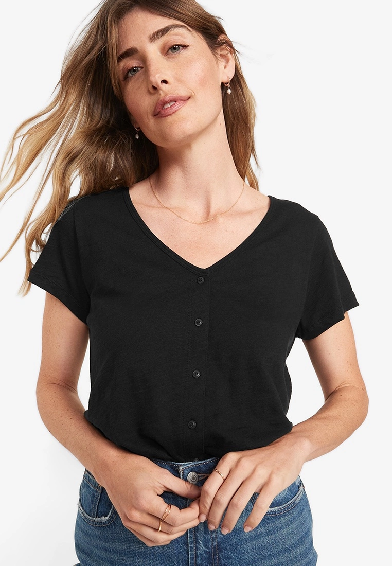 Old Navy Short Sleeves High Hip Henley Top 3 Old Navy Short Sleeves High Hip Henley Top