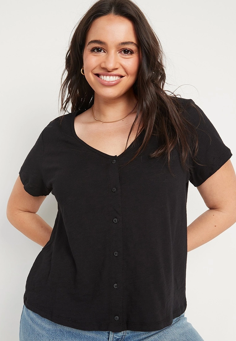 Old Navy Short Sleeves High Hip Henley Top 6 Old Navy Short Sleeves High Hip Henley Top - Billede 4