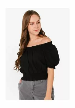 Old Navy Smocked Seersucker Puff Sleeves Top