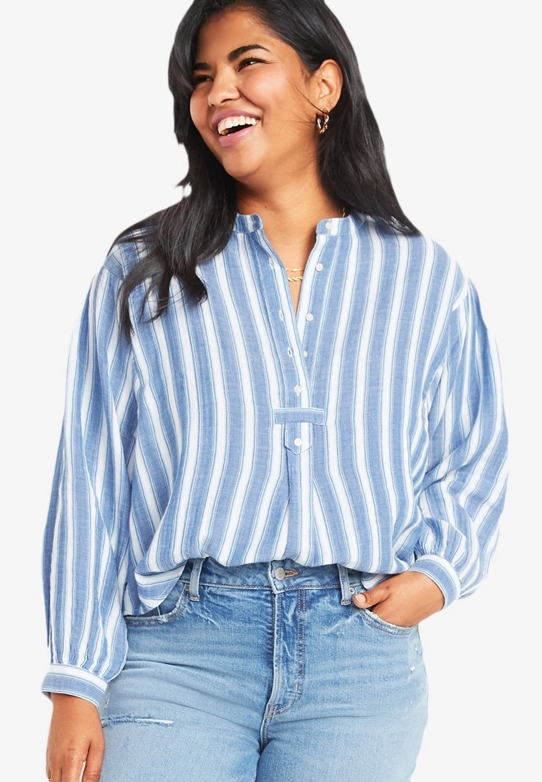 Old Navy Ls Oversized Popover Button Shirt - Y/D 3 Old Navy Ls Oversized Popover Button Shirt - Y/D