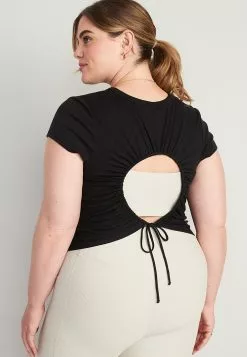 Old Navy UltraLite All-Day Open-Back Shirred Rib-Knit T-Shirt -Cykler Salgsbutik old navy 4640 5649736 7