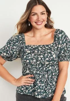 Old Navy Puff-Sleeves Smocked Floral-Print Swing Blouse -Cykler Salgsbutik old navy 4791 7781106 5