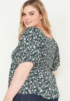 Old Navy Puff-Sleeves Smocked Floral-Print Swing Blouse -Cykler Salgsbutik old navy 4797 7781106 7