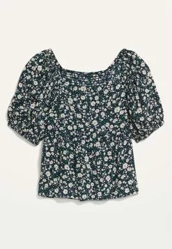 Old Navy Puff-Sleeves Smocked Floral-Print Swing Blouse -Cykler Salgsbutik old navy 4799 7781106 8