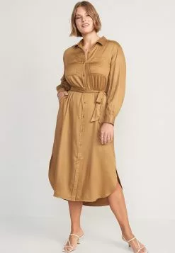 Old Navy Tie-Belt Midi Shirt Dress -Cykler Salgsbutik old navy 4912 6422936 4