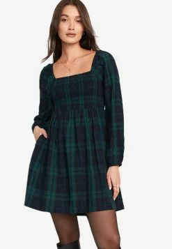 Old Navy Fit & Flare Plaid Smocked Cutout Seersucker Mini Dress