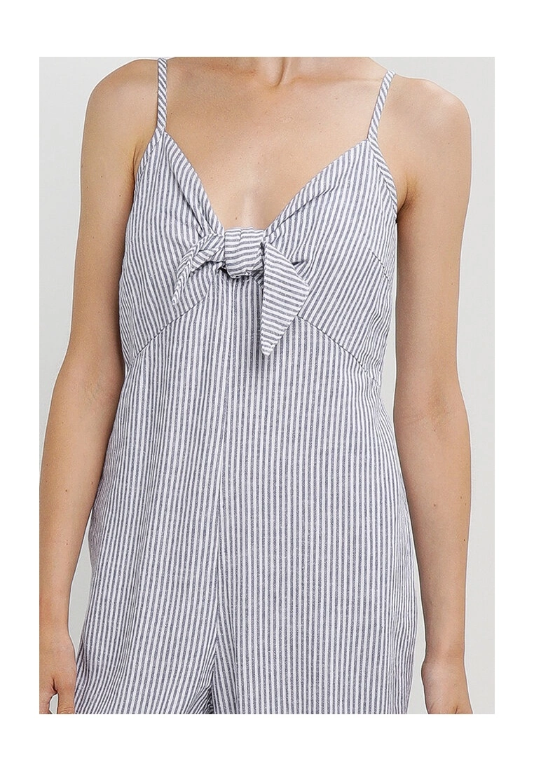 Old Navy Striped Smocked Cropped Knotted Linen-Blend Cami Jumpsuit 5 Old Navy Striped Smocked Cropped Knotted Linen-Blend Cami Jumpsuit - Billede 3