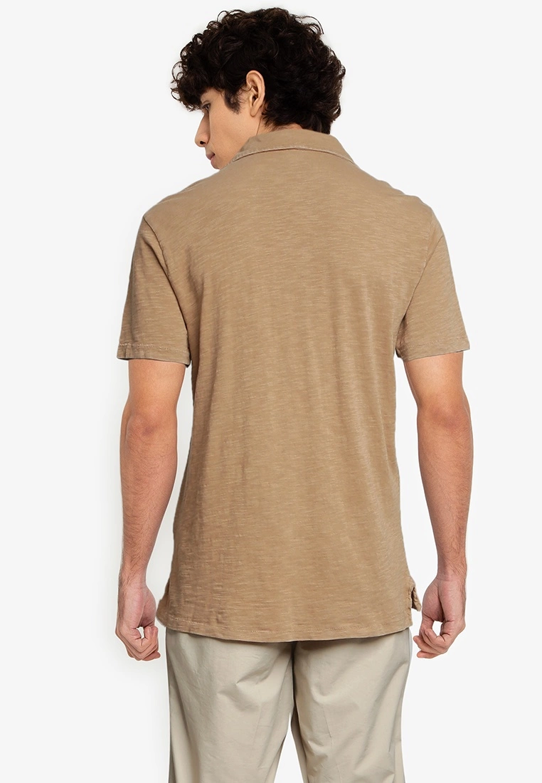 Old Navy Ss Vintage Polo - Slub Mineral Wash 4 Old Navy Ss Vintage Polo - Slub Mineral Wash - Billede 2