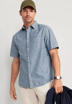 Old Navy Short Sleeves Everyday Chambray Shirt -Cykler Salgsbutik old navy 5479 5829736 3