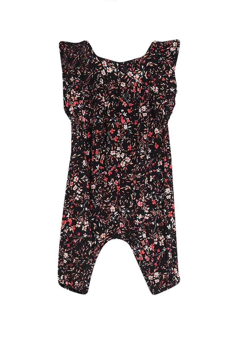 Old Navy Olx G S Ss Black Floral Jumpsuit 4 Old Navy Olx G S Ss Black Floral Jumpsuit - Billede 2