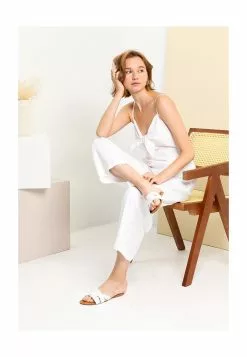 Old Navy Cropped Smocked Knotted Linen-Blend Wide-Leg Cami Jumpsuit -Cykler Salgsbutik old navy 6525 0450716 8