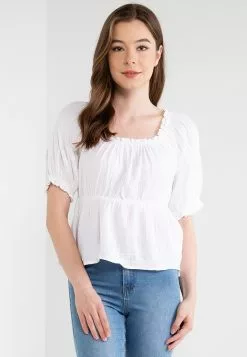 Old Navy Puff Sleeves Shirred Babydoll Blouse
