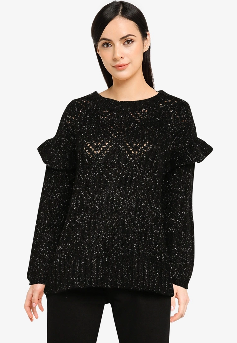 Old Navy Femme Pointelle Ruffle Lurex Sweater 3 Old Navy Femme Pointelle Ruffle Lurex Sweater