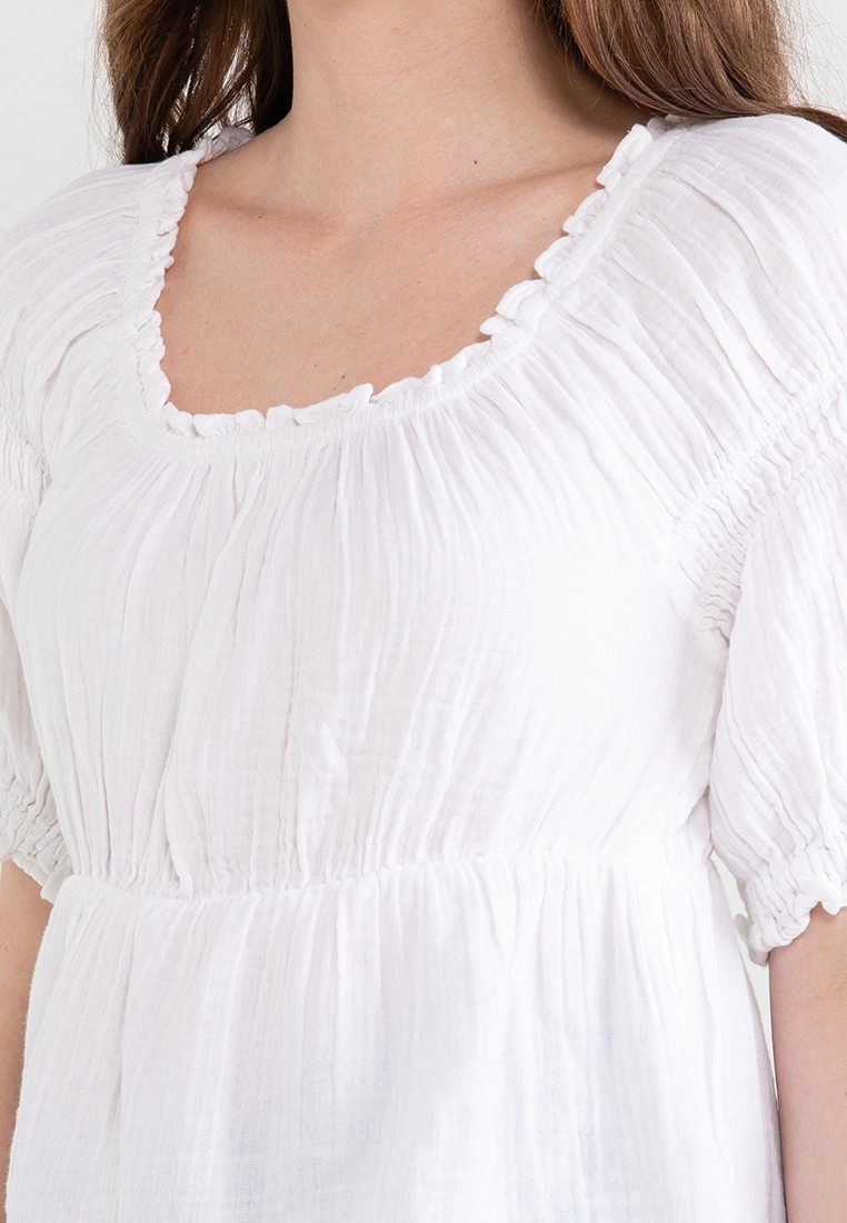 Old Navy Puff Sleeves Shirred Babydoll Blouse 5 Old Navy Puff Sleeves Shirred Babydoll Blouse - Billede 3