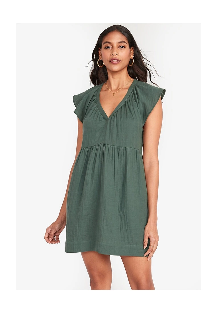 Old Navy Flutter Sleeves V Neck Mini Swing Dress 3 Old Navy Flutter Sleeves V Neck Mini Swing Dress