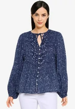Old Navy Oversized Button-Front Mixed-Print Poet Blouse