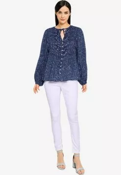 Old Navy Oversized Button-Front Mixed-Print Poet Blouse -Cykler Salgsbutik old navy 7477 7283695 4