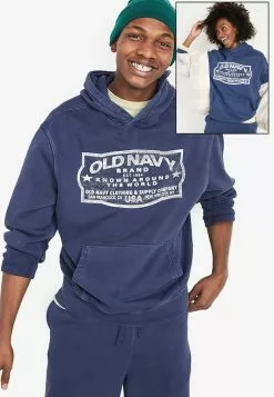 Old Navy Garment-Dyed Vintage Logo Pullover Hoodie