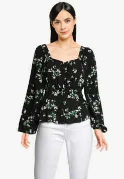 Old Navy Ls Square Neck Button Down Top - Print