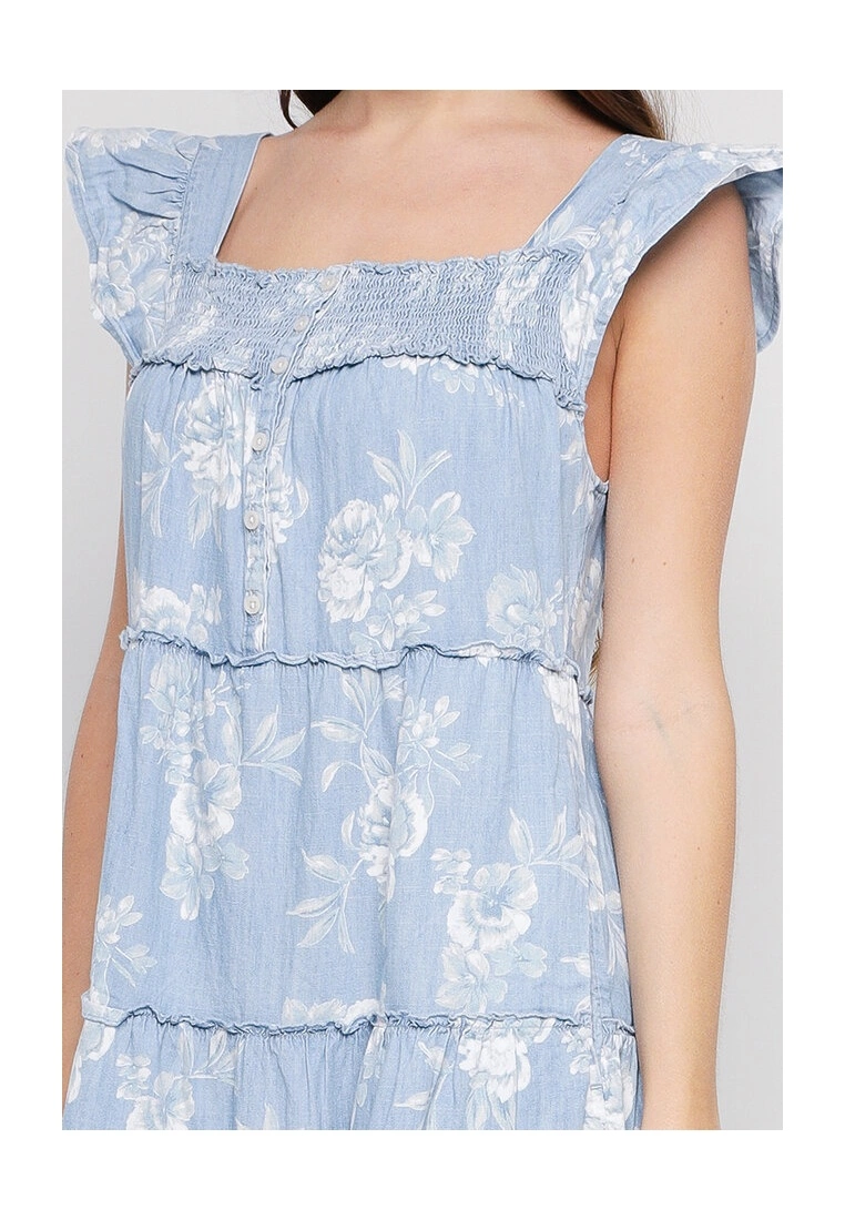 Old Navy Flutter Sleeves Floral Tiered Smocked Midi Swing Dress 5 Old Navy Flutter Sleeves Floral Tiered Smocked Midi Swing Dress - Billede 3