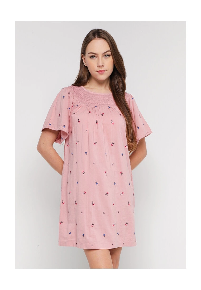 Old Navy Flutter Sleeves Smocked Floral Embroidered Mini Swing Dress 3 Old Navy Flutter Sleeves Smocked Floral Embroidered Mini Swing Dress